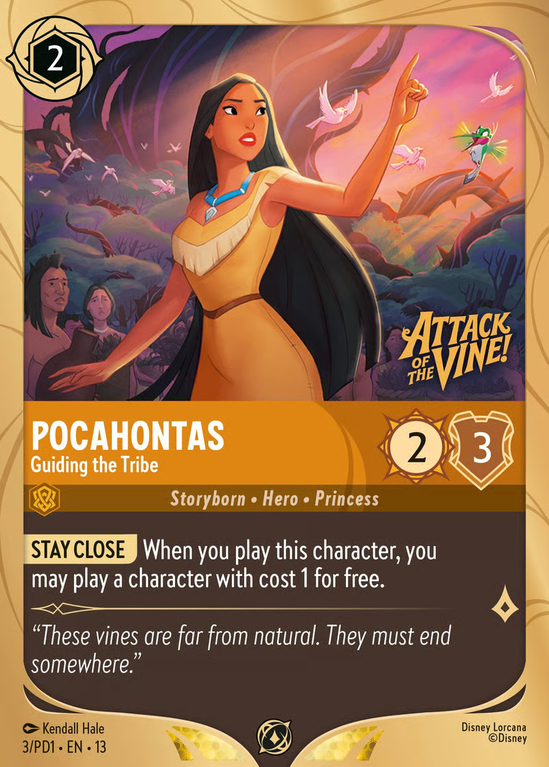 Disney Lorcana Pocahontas Guiding the Tribe Pre-Release Promo Card
