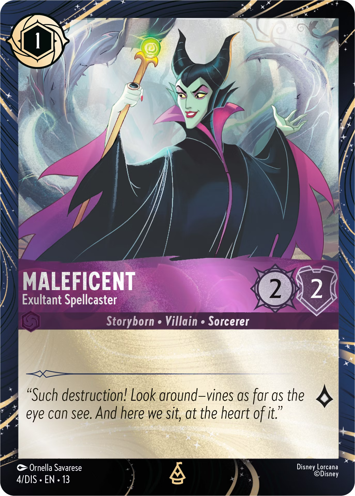 Disney Lorcana Maleficent Exultant Spellcaster Disney Parks Exclusive Promo Card