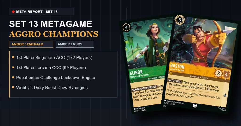 Disney Lorcana Set 13 Aggro Decks: Amber Emerald Elinor & Amber Ruby Boost