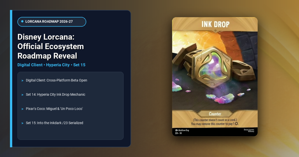 Disney Lorcana Roadmap: Digital Client Beta, Hyperia City ‘Ink Drop’ Mechanic & Serialized Cards